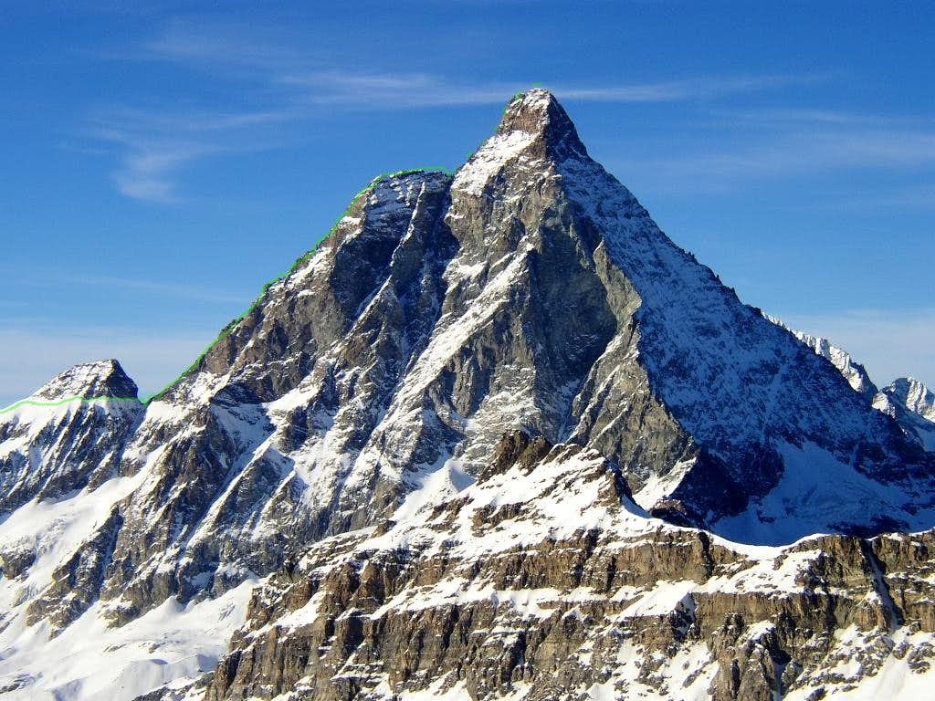 Matterhorn 4478m, Levji greben
